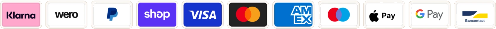 Beschikbare betaalmethoden: iDEAL, Klarna, Bancontact, Visa, Mastercard, American Express, PayPal