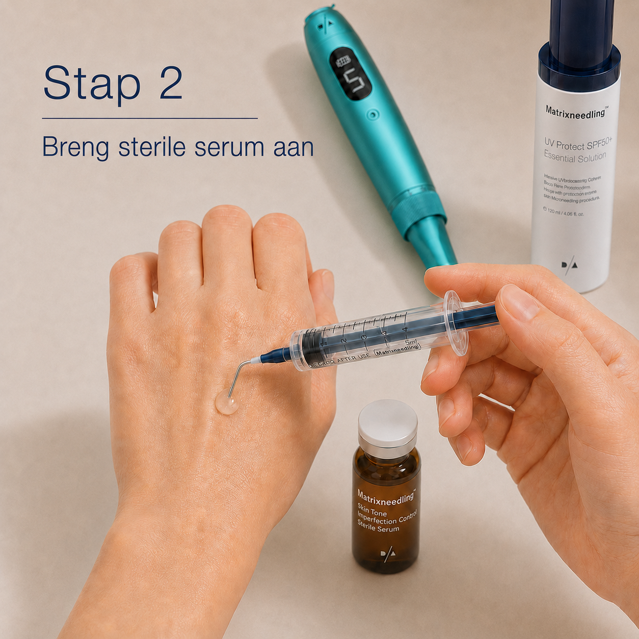 Breng steriel serum aan